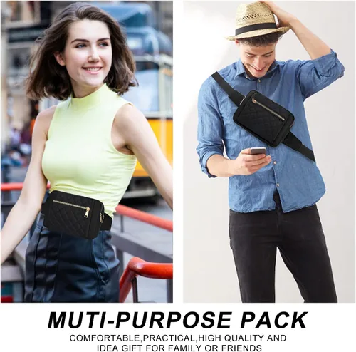 Vista 3 de Lindas Riñoneras Grandes para Mujer Bolso de Cintura Cruzado de Nylon Riñonera de Moda Diseñador Riñonera de Entrenamiento Senderismo Riñonera