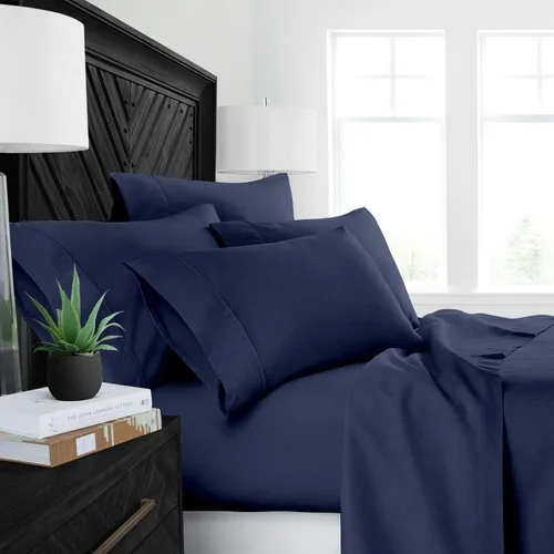 Vista 4 de Elegant Decor Juego de sábanas de lujo de 4 piezas de microfibra súper suave de 15-17 pulgadas de profundidad de 15-17 pulgadas de profundidad