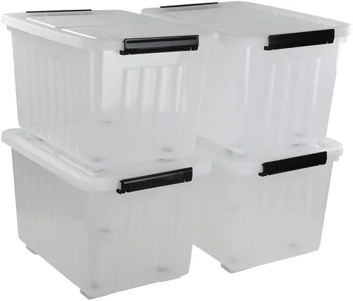 Vista 10 de Kekow Paquete de 6 cajas de almacenamiento de plástico de 10 L, contenedores de almacenamiento de plástico transparente con tapas