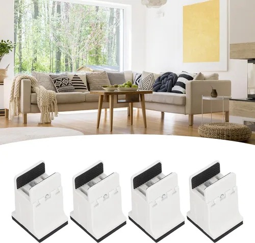 Vista 3 de Srliya 4 elevadores de mesa para cama, elevadores de muebles ajustables con abrazadera de tornillo, elevadores de muebles resistentes para sofá