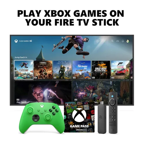 Vista 8 de Xbox Wireless Controller (2025) Carbon Black + Fire TV Stick 4K Game Pass Ultimate 1 Month - Gaming Bundle, Windows, Mobile & Smart TVs