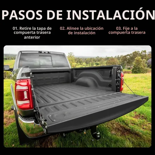 Vista 5 de KARPAL Tapa protectora superior para alerón de puerta trasera, compatible con Dodge Ram 1500 2009-2018 2010-2018 2500 3500 TO1904100 ABS negro