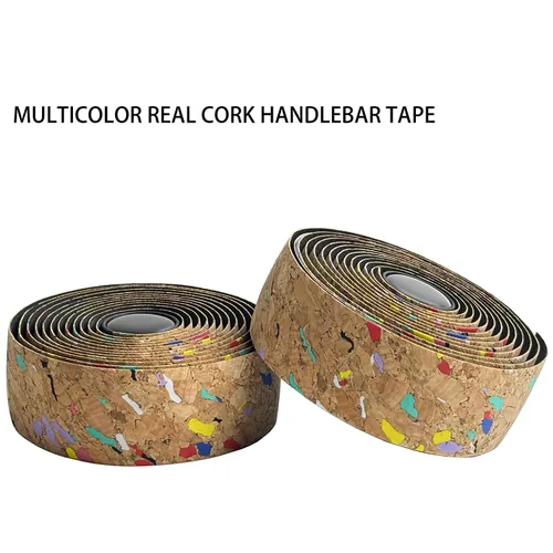 Vista 7 de Cinta de corcho para manillar de bicicleta de carretera, 2 rollos, antideslizante, absorción de impactos, cinta de agarre con tapones de barra