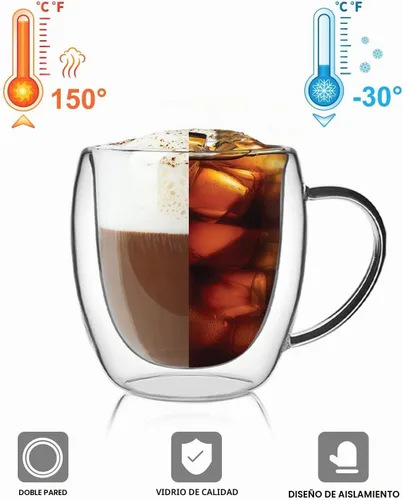 Vista 7 de LIBWYS Paquete de 2 tazas de café de doble pared, 8.5 onzas de borosilicato