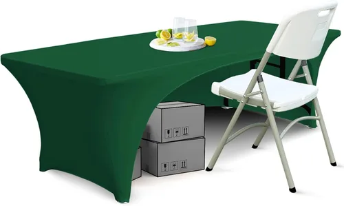 Vista 7 de ABCCANOPY - Mantel elástico de 1,2 m para mesa, ajustado, con parte trasera abierta, lavable, salvamanteles para mesas rectangulares, color negro