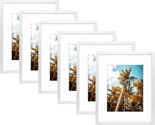 Vista 94 de Frametory, Marco de fotos de 11 x 14 pulgadas con paspartú para fotos de 8 x 10 pulgadas, moldeado ancho de vidrio de alta definición, accesorios