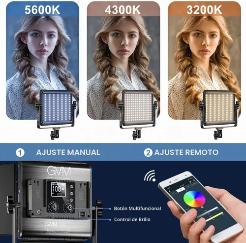 Vista 8 de GVM - Luz de video LED RGB 800D, kit de iluminación de video de 2 piezas con control de aplicación, iluminación de fotografía de 40 W, panel de luz