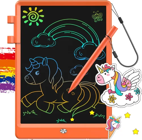 Vista 8 de FLUESTON Tableta de escritura LCD para niños, tablero de garabatos de 10 pulgadas, almohadilla de dibujo colorida para niños pequeños, juguetes Rosa