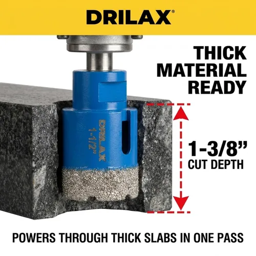 Vista 7 de Drilax Sierra perforadora de diamante de 1-1/2 pulgadas para amoladora angular, rosca de 5/8"-11, hormigón de porcelana de cuarzo de granito