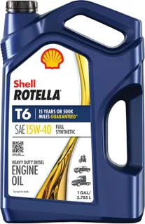 Shell Rotella T6 - Aceite de motor diésel totalmente sintético 15W-40 (1 galón, paquete individual)