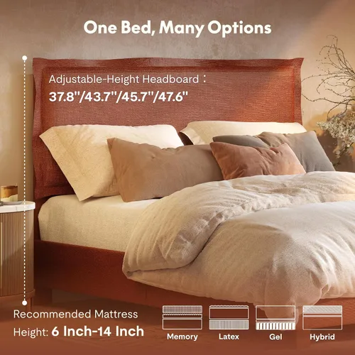 Vista 14 de FLEXISPOT Base de cama ajustable Queen con marco tapizado, elevación de cabeza y pies, capacidad de 600 libras, no necesita somier, diseño