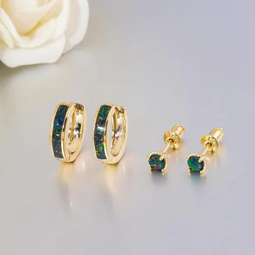 Vista 216 de CiNily Aretes Huggie de ópalo con bisagras, chapados en oro, hipoalergénicos, pequeños aretes de aro para mujeres, adolescentes, niñas, hombres