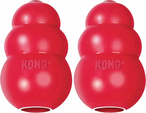 Vista 15 de Juguete masticable clásico Kong para perros - Juguete de buscar y masticar para perros - Capacidad para rellenar con premios y rebote errático