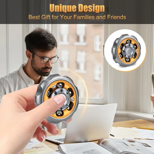Vista 7 de Spinner Fidget de Metal de Precisión - Rotador de Ansiedad y Juguete Fidget Inquieto, Herramienta de Alivio del Estrés para Adultos y Niños (Gris)