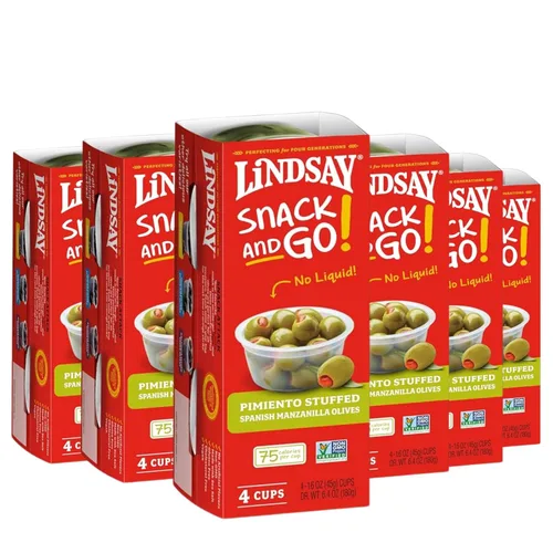 Vista 7 de LINDSAY Snack and Go - Aceitunas negras maduras medianas sin hueso, caja de 4 (16 tazas de aperitivo)