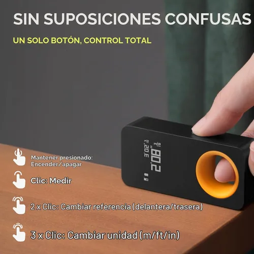 Vista 4 de HOTO Herramienta de medición láser de tamaño bolsillo, regalo de cumpleaños