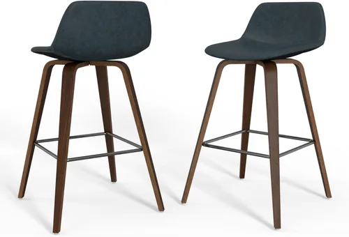 Vista 29 de SIMPLIHOME Randolph Taburetes de mostrador (juego de 2) taburetes de bar tapizados de madera curvada de 28 pulgadas de altura del asiento en tela