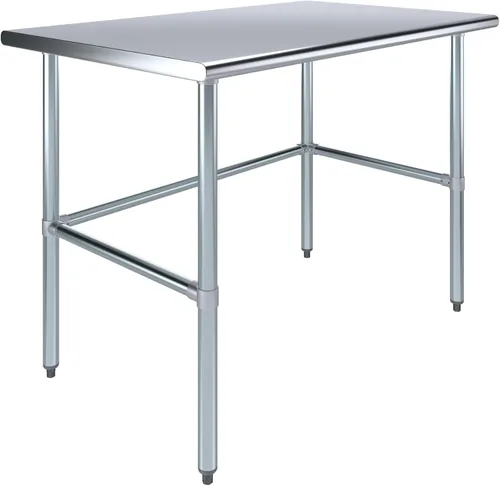 Vista 16 de AmGood Mesa de trabajo de acero inoxidable con base abierta, banco de trabajo de metal