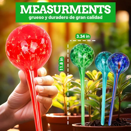 Vista 2 de Bolas de Riego Automático Besti – Paquete de 4 Bolas de Riego Extra Grandes para Plantas – Sistema de Riego Automático para Plantas en Maceta