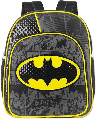 Vista 2 de DC Comics Justice League Mini Batman Mochila para niños pequeños Mochila preescolar de lujo de 12 pulgadas con capa desmontable y calcomanías