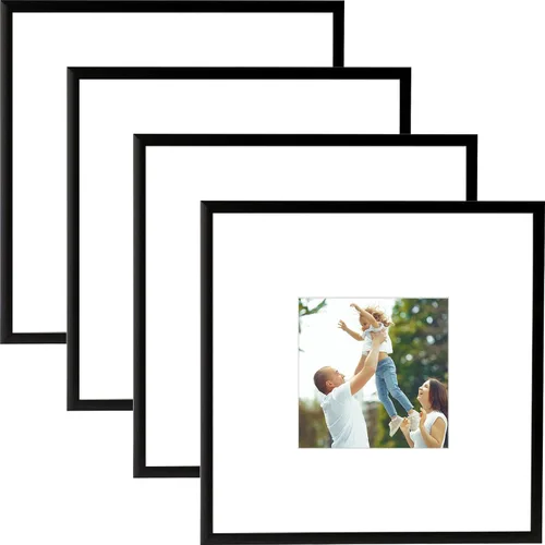 Vista 10 de Golden State Art Portarretratos de 5 x 7 pulgadas con paspartú para fotos de 4 x 6 pulgadas, juego de 4 marcos de aluminio de vidrio real de alta