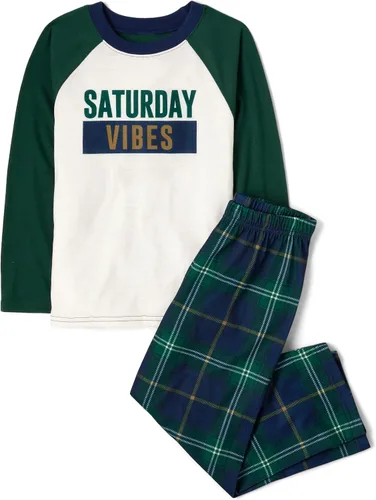 Vista 5 de The Children's Place - Conjunto de pijama de dos piezas con camisa de manga larga y pantalones para niño Manojo de desayuno
