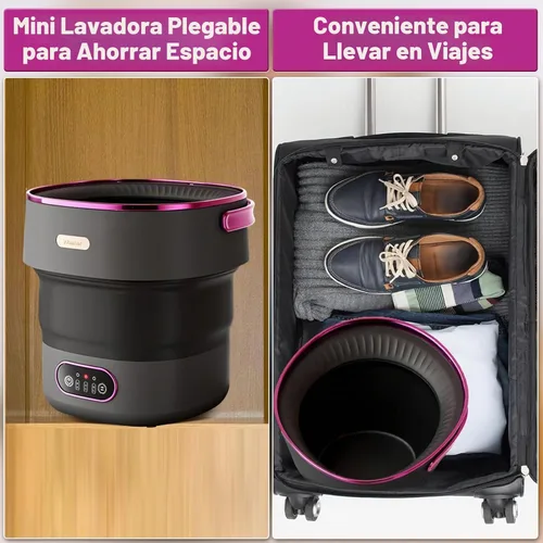 Vista 3 de Mini lavadora y secadora portátil, mini lavadora de 13 l, lavadora portátil totalmente automática, 3 modos de limpieza, lavadora plegable