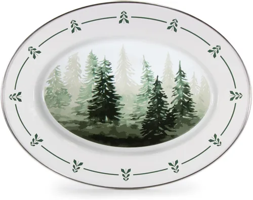 Vista 17 de Golden Rabbit Enamelware Oval Platter, 12 x 16in, Aegean Sevilla