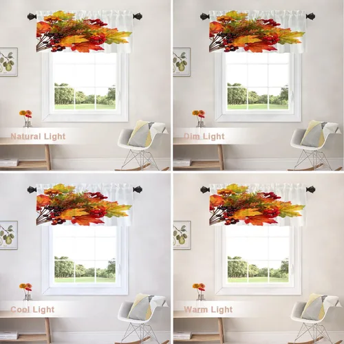 Vista 59 de Shrahala Orange Autumn Autumn Blackout Curtain Tiers, Fall Kitchen Valance Light Blocking Tier Drapes with Rod Pocket, 2 Pack 26 X 24 in
