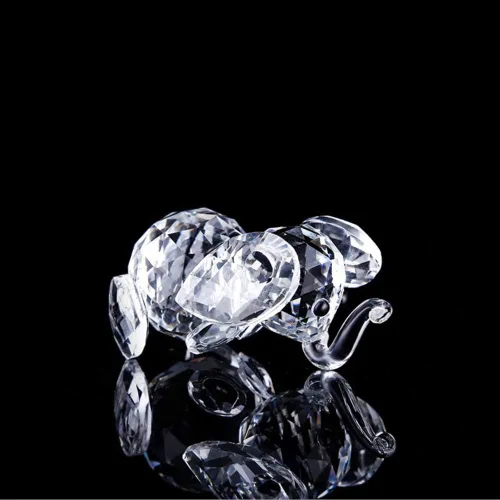 Vista 7 de Estatuillas de elefante lindo de cristal transparente, mini escultura de animales, pisapapeles, decoración para el hogar, adorno de mesa, regalo