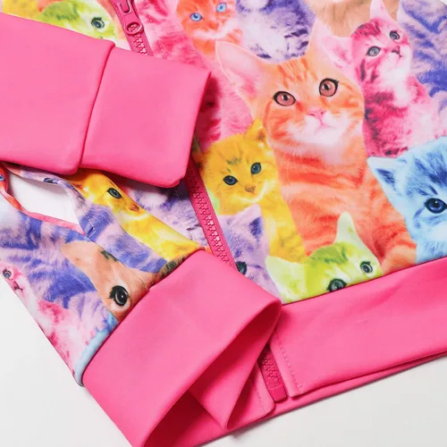 Vista 5 de Jxstar Sudadera raglán con capucha y cremallera para niñas con bolsillos