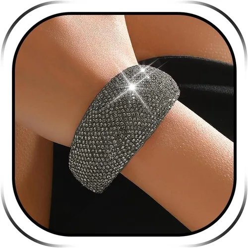 Vista 13 de Rhinestone Bracelet Silver Party Prom Jewelry for Women Cuff Bangles Sparkling Blingbling Tassel Crystal Tennis Bracelet Party Dress Accessories A2