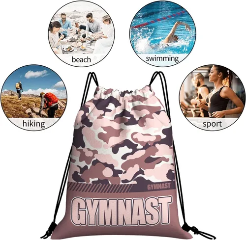 Vista 68 de Mochila con cordón impermeable para gimnasio, bolsas con cordón, bolsa de cuerda deportiva, mochila de camuflaje, Bolsas con cordón Cheer - Bolsas