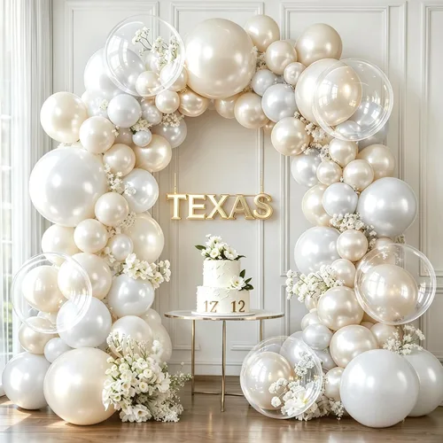 Vista 16 de Kit de Arco de Globos Azul Polvoriento Dorado, Kit de Arco de Globos Pastel de Doble Relleno Azul Claro Azul Oscuro Mezclilla Azul Pálido con Globos