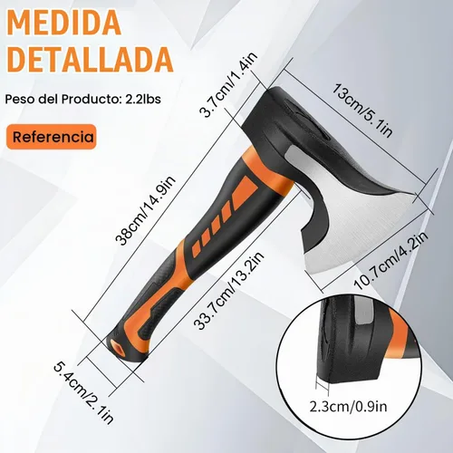 Vista 6 de Mazo Divisor de Madera de 15" - 2.5 lb. Mazo Divisor, Hacha de Campamento para Leña, Mango Antideslizante que Absorbe Impactos - Hacha Divisora