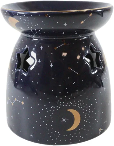 Vista 6 de Ebros Gift Wicca Witchcraft constelación púrpura astrología estrellas y luna cerámica púrpura quemador de aceite esencial calentador de cera figura