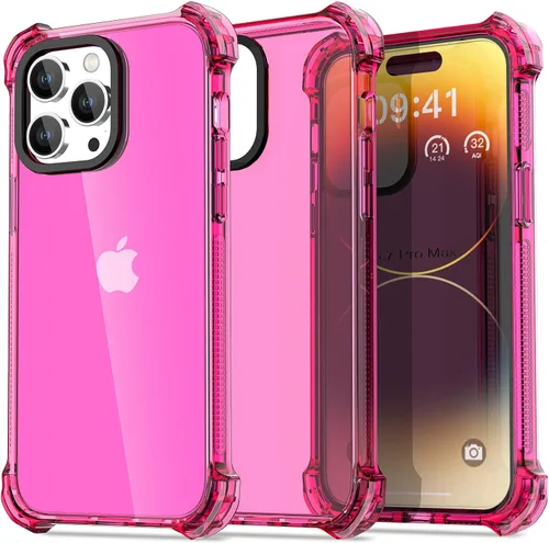 Vista 37 de AICase Funda Rebote Rosa Neón Brillante Compatible con iPhone 15, Transparente a Prueba de Impactos Resistente a Golpes Linda Femenina Adolescente