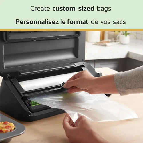 Vista 4 de FoodSaver Bolsas selladoras al vacío de longitud personalizada, paquete múltiple, 5 rollos para almacenamiento hermético de alimentos y Sous Vide
