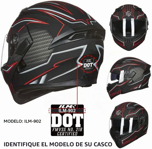 Vista 5 de ILM Accesorios para casco Viseras y almohadillas interiores para el modelo 902 902L Visera antivaho