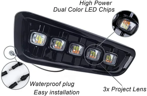 Vista 3 de Xotic Tech Switchback - Lámparas LED antiniebla con señal de giro de doble función, compatible con Ford F-150 Raptor 2017 en adelante, blanco/ámbar