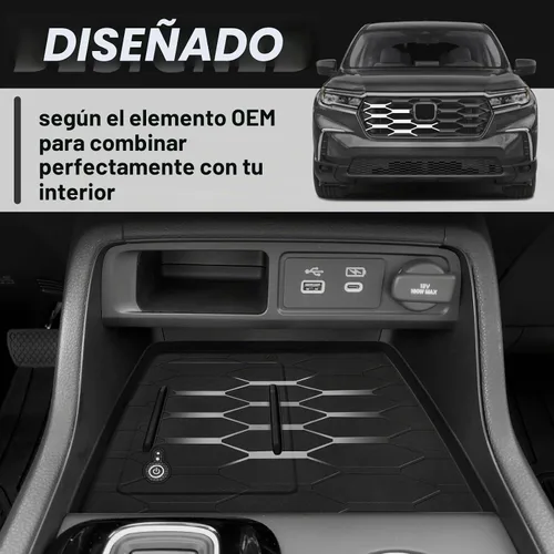 Vista 5 de Muslogy Compatible con Honda Pilot 2023-2025/2026 Passport Accesorios de Consola Central Cargador Inalámbrico Alfombrilla Protectora Insertos