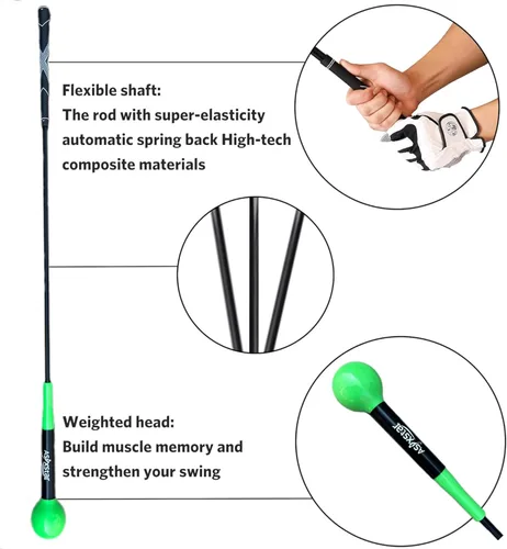 Vista 4 de Golf Swing Trainer Aid - Power Flex Golf Swing Training aid for Strength and Tempo Golf Swing Speed Trainer Golf Training aid Golf Warm up Stick