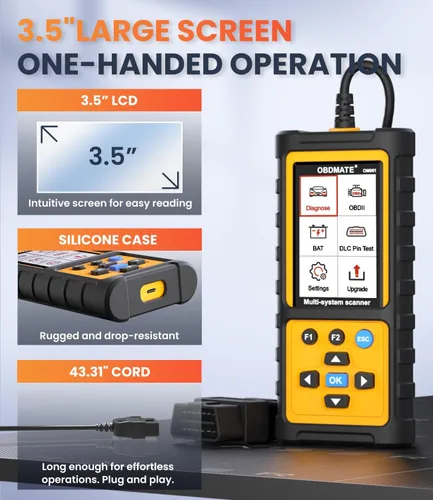 Vista 8 de Escáner OBD2 con transmisión ABS SRS, restablecer luces de falla Compruebe el lector de código del motor con funciones OBDII completas Prueba