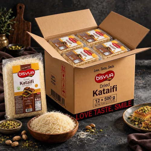 Vista 4 de BISVUA Masa filo rallada Kataifi seca, 17.6 onzas, caja de 12 paquetes