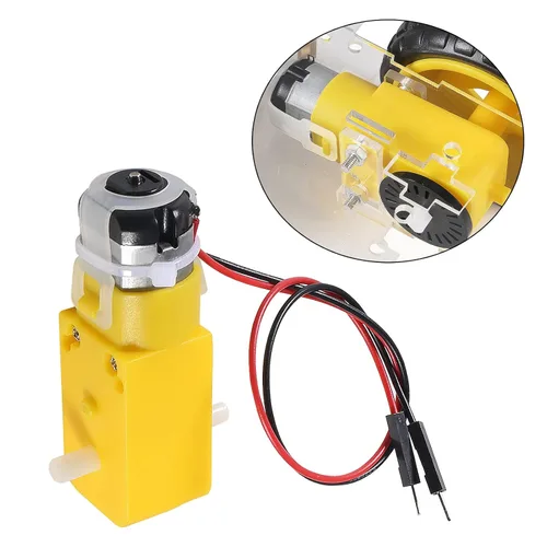 Vista 3 de ACEIRMC 8 unids TT DC Motor de caja de cambios de doble eje 3-6V Motor de engranajes 200RPM Ratio 1:48 Motor de eje con cable de 0.100 in