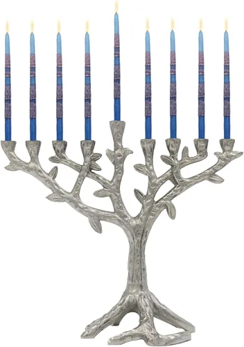 Vista 26 de Majestic Giftware Menorá de Janucá chapada en plata con diseño de cuentas (MN-HA123) Compatible con velas estándar de Janucá Calidad duradera