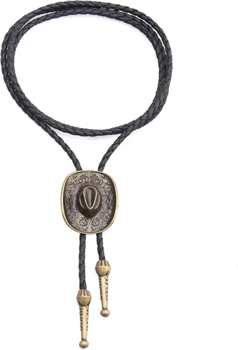 Vista 295 de Jeilwiy Corbata de bolo para hombre, corbata de vaquero occidental, collar de corbata de bolo dorado, corbata de cuero, corbata de Halloween