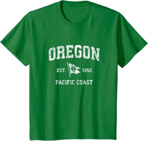 Vista 54 de Oregon Vintage barco ancla bandera diseño de West Coast Retro Tee, hombre S, Arándano