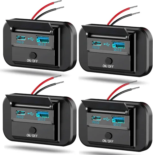 Vista 8 de Vadaxx 2 salidas USB RV de 12 V con interruptor de alimentación, 54 W Dual PD3.0 Tipo-C y carga rápida QC3.0 USB-A Panel de montaje en pared