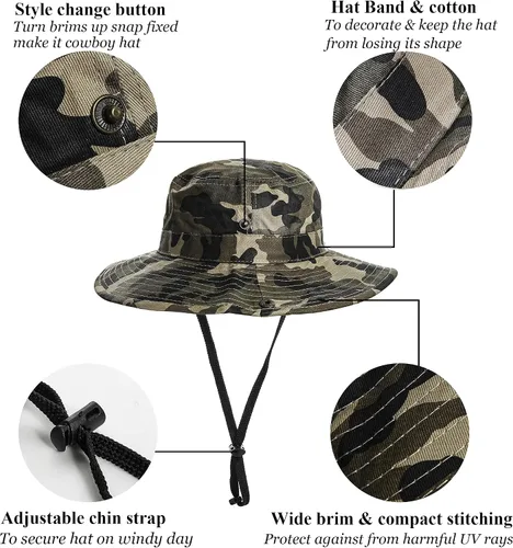 Vista 5 de Sombrero de camuflaje para niños de 2 a 14 años